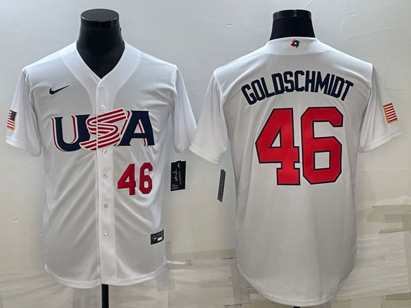 Men 2023 World Cub USA 46 Goldschmidt White Nike MLB Jersey6